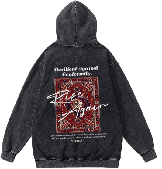 Resilient Against Conformity. Over Size hoodie Washed Back 108