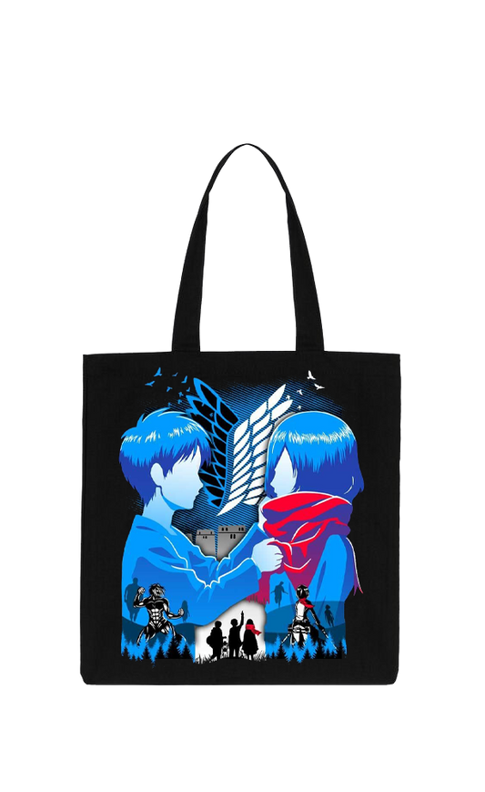 Anime Attack on titan shingeki no kyojin Aot Black tote bag 12