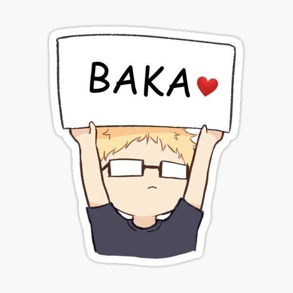 Haikyuu Kei Tsukishima Chibi Anime Sticker - "Baka" Sign Cute Volleyball Player Vinyl Decal for Laptop, Water Bottle, Journal, and Phone Case