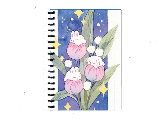 Notebook Watercolor Tulip Bunny Illustration 131