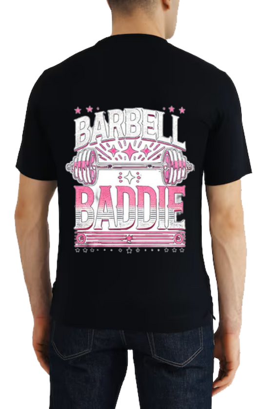 Barbell Baddie t- shirt One Size Black back 131