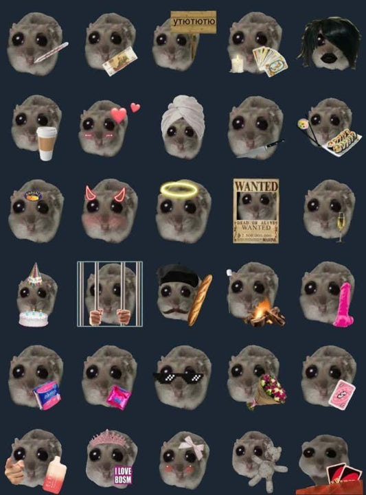 Funny Hamster Meme Stickers Pack - Cute and Hilarious Reaction Animal Vinyl Decals for Water Bottles, Laptops, Journals, Scrapbook, and Phone