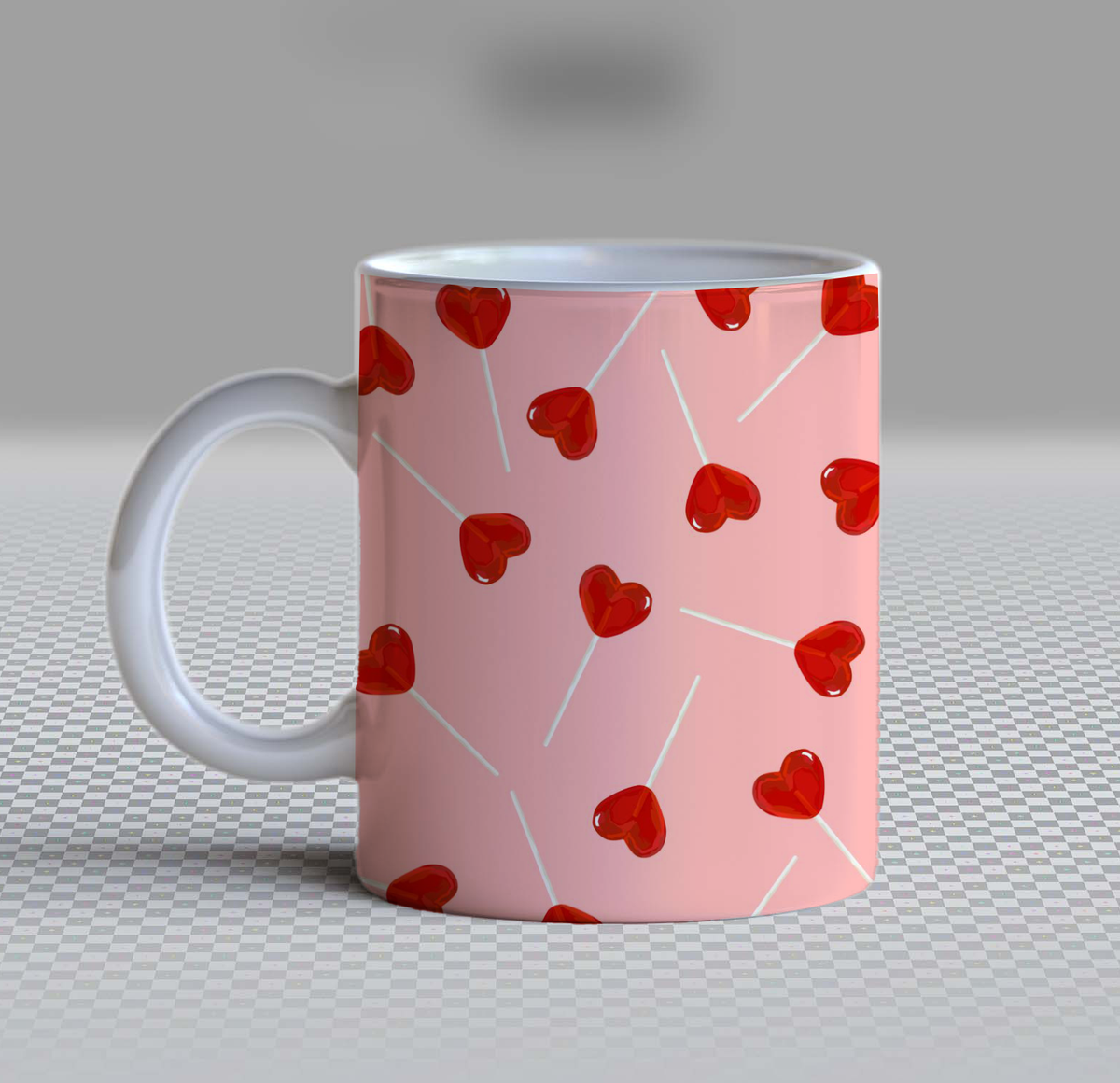 Cute Red Heart Lollipop Ceramic Coffee Mug – 11oz Aesthetic Light Pink Tea Cup, Whimsical 3D Effect Candy Valentine Heart Pattern Mug for Coffee Lovers, Lovely Birthday & Anniversary Gift for Wife, Girlfriend & Girls