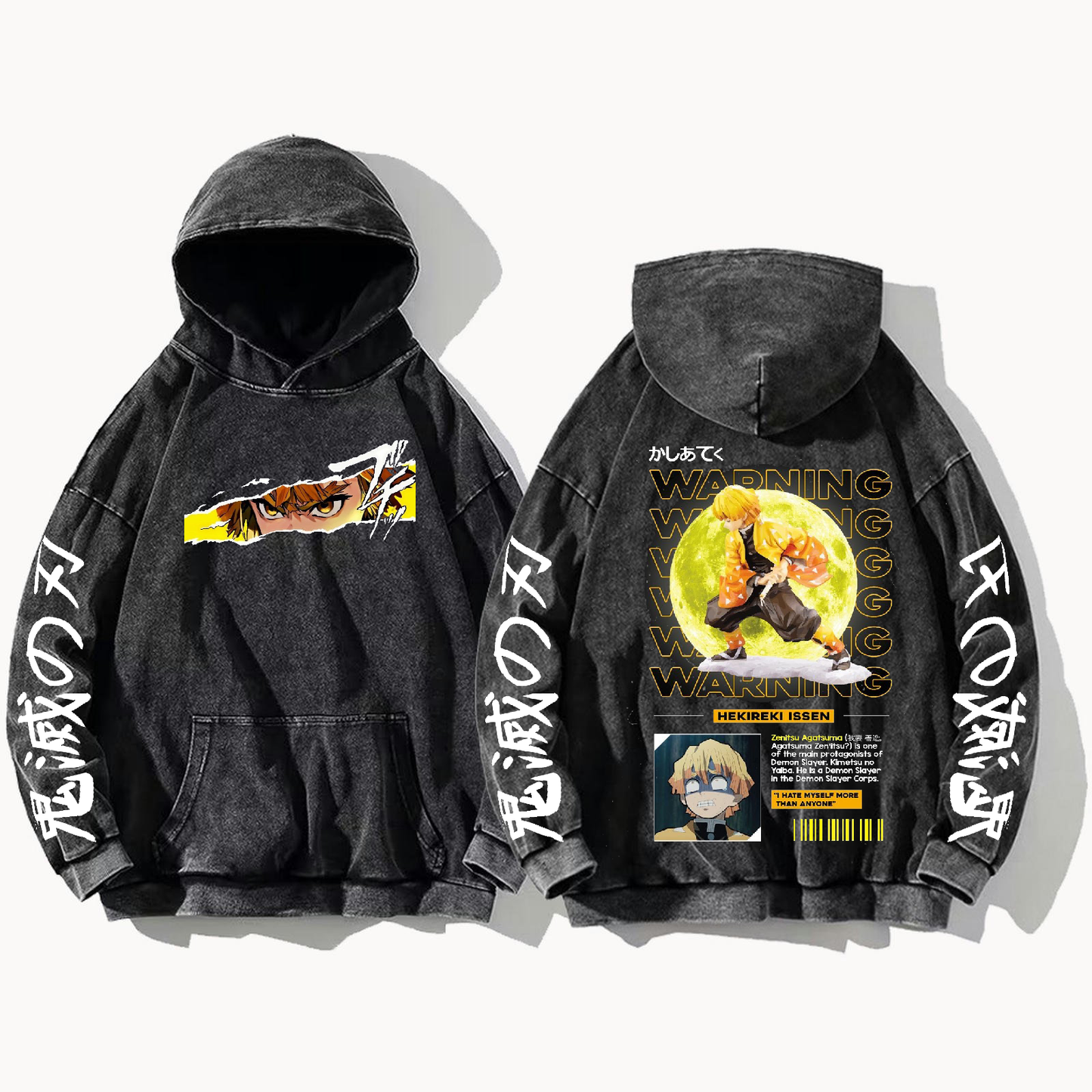Anime Demon slayer nezuko tanjiro Oversize  Hoodie Washed gray 13