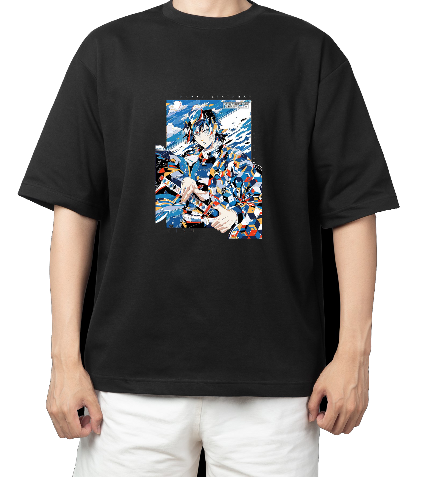 Anime Demon slayer nezuko tanjiro t- shirt Oversize Black 13