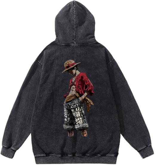 Monkey D. Luffy Over Size hoodie Washed Back 95
