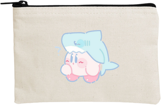 Kawaii Cute Kirby Canvas Makeup Pouch, Aesthetic Pink Anime Character Small Zipper Makeup Bag, Pencil Case, Travel Toiletry Pouch for Women and Girls 12