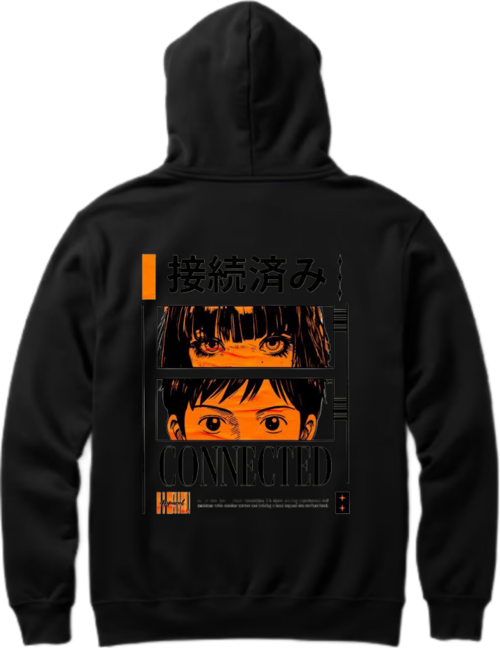 CONNECTED Over Size hoodie Black Back 13