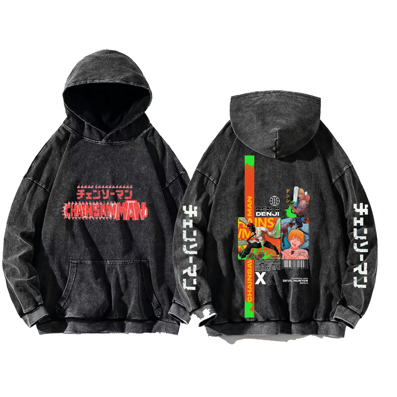 Chainsaw Man One Size hoodie Washed Back 13