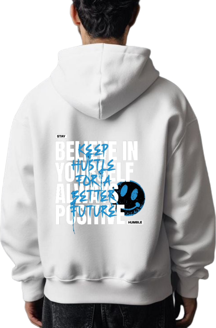 BELIEVE IN Over Size hoodie White Back 13