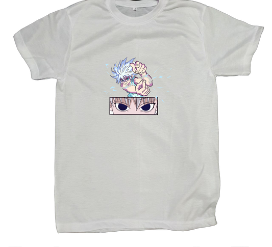Killua Zoldyck Anime T-Shirt, fit white Hunter x Hunter Graphic Tee, Aesthetic Casual Short Sleeve Streetwear Top for Men and Women