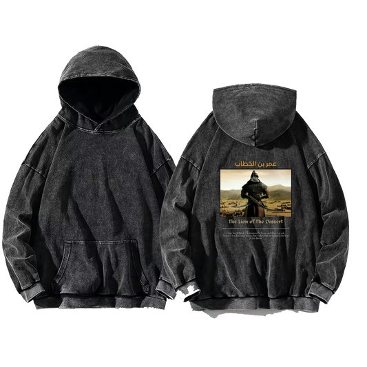 The Lion of The Desert Back text oversize hoodie Washed back 13