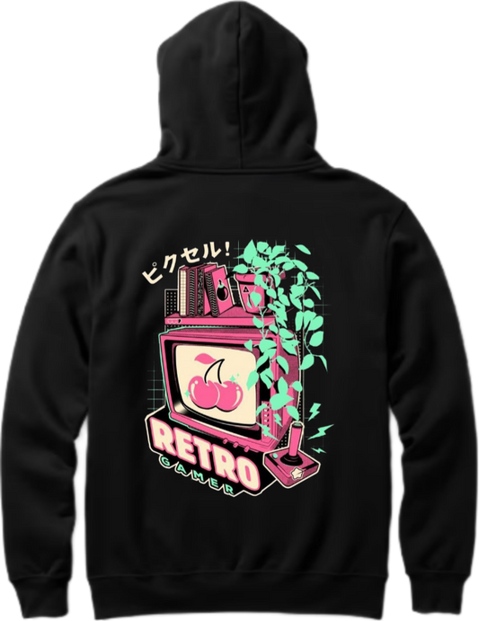 RETRO Over Size hoodie Black Back 94