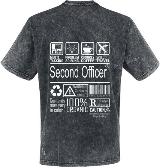 Second Officer Back text One Size t- shirt Washed Back 93