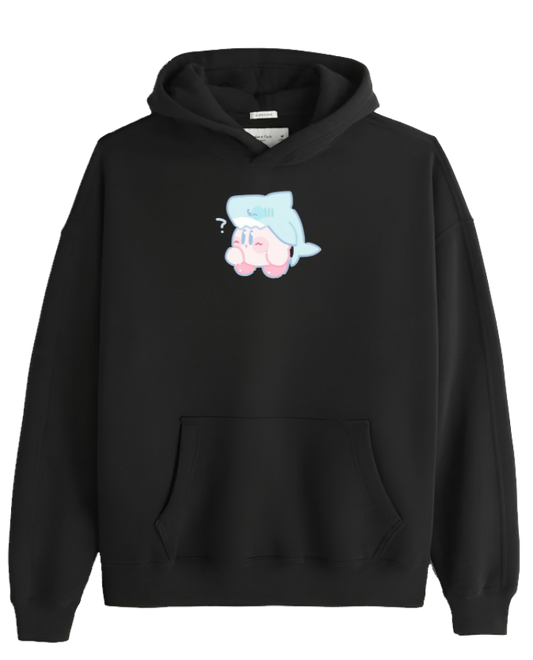 Cute Pink Anime Kirby Character Graphic Hoodie for Women and Men, Kawaii Cartoon Black Pullover Sweatshirt 13