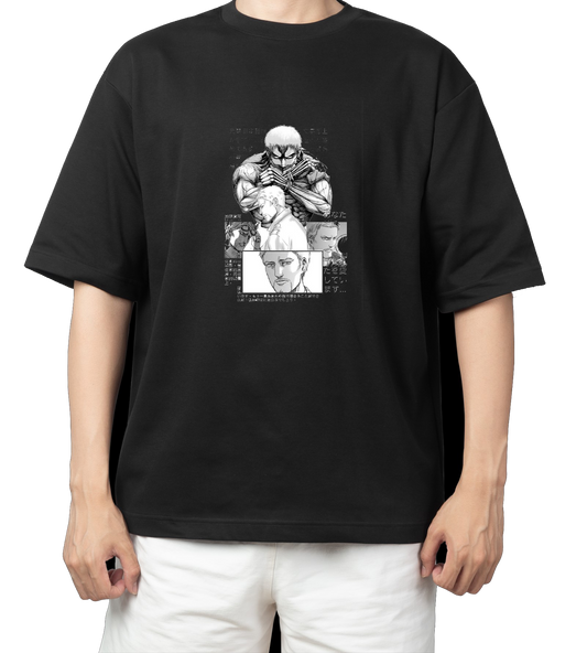 Anime Attack on titan shingeki no kyojin eren levi mikasa  Aot black  Oversize  t- shirt 13