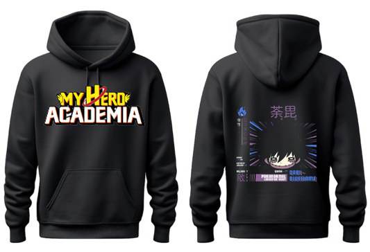 Boku no hero academy bnha One Size hoodie Black Back 13