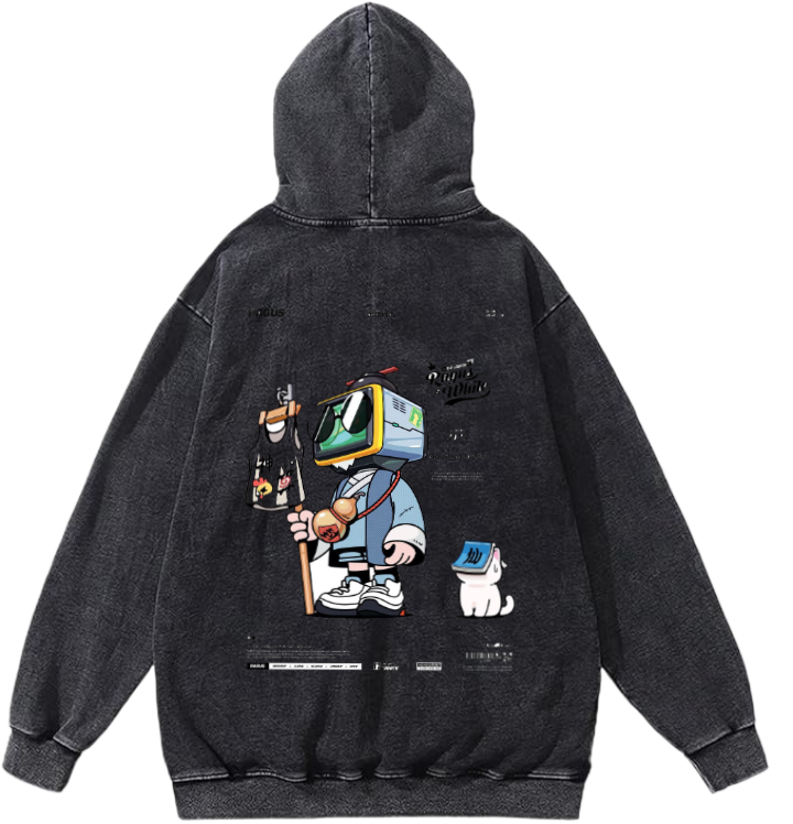 Streetwear Wear Graphics Over Size hoodie Washed Back 13