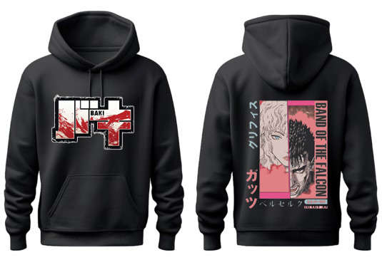 Anime baki oversize hoodie Black Back 22