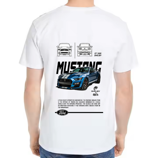Ford Mustang Shelby GT500 Car t- shirt One Size White Back 12