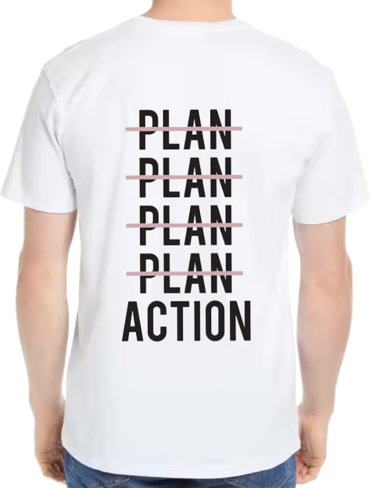 PLAN ACTION t- shirt Over Size White Back 13
