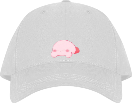 Cute Anime Kirby Baseball Cap, Kawaii Pink Character White Dad Hat, Adjustable Y2K Streetwear Sun Cap for Women and Men 13