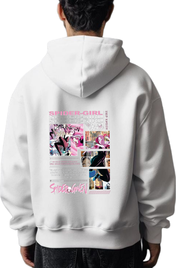 Spiderman One Size hoodie White Back 13