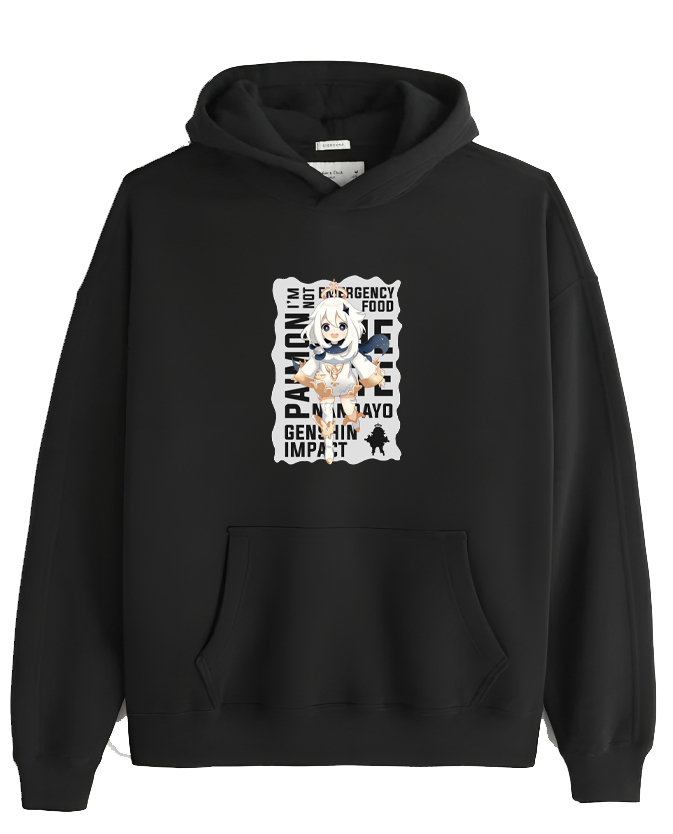 Genshin Impact Paimon Over Size hoodie Black 13