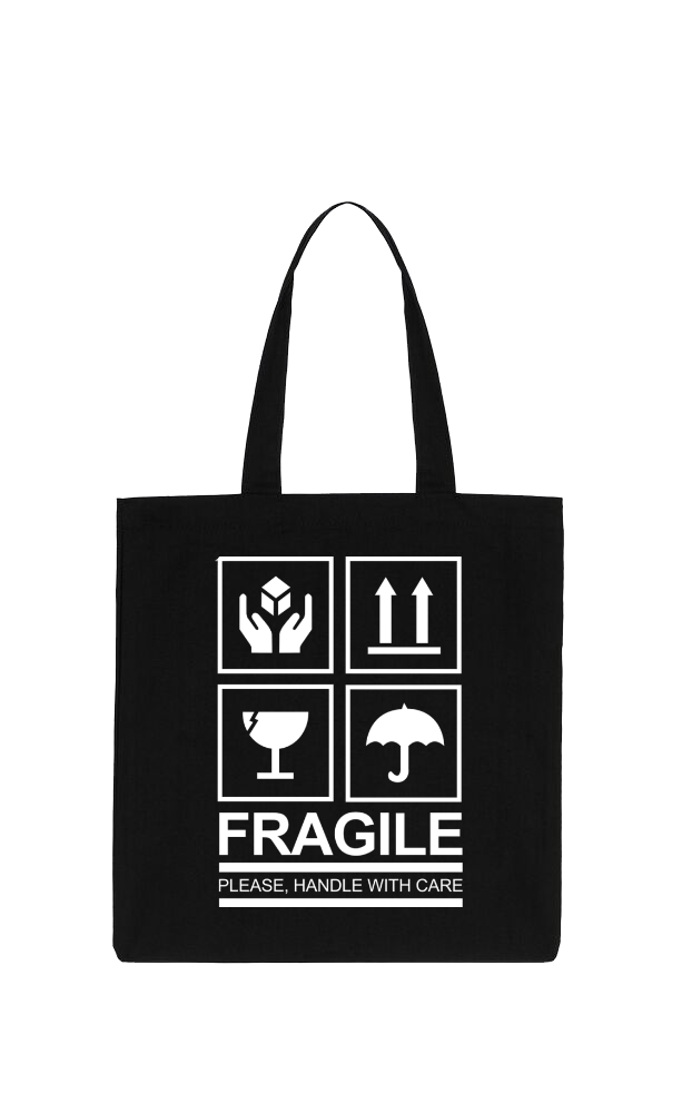 FRAGILE Back text tote bag Black 11