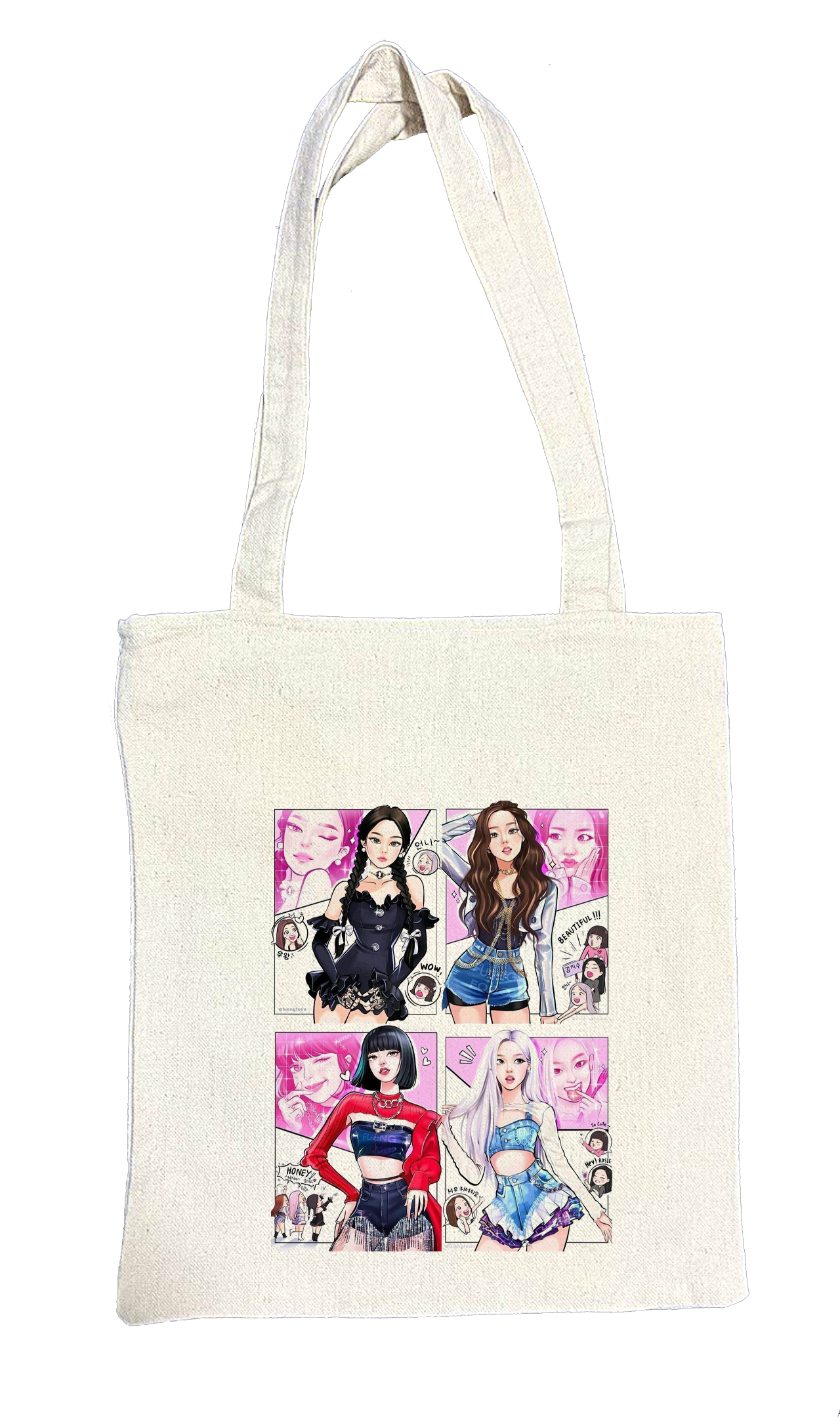 Black pink tote bag beige 12
