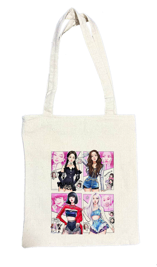 Black pink tote bag beige 12