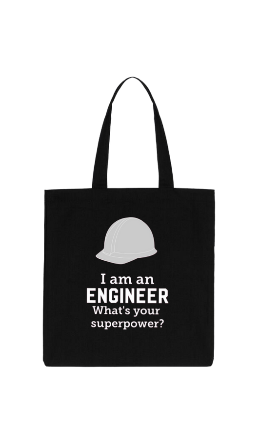 names tote bag Black I am an ENGINEER What's your superpower? 13