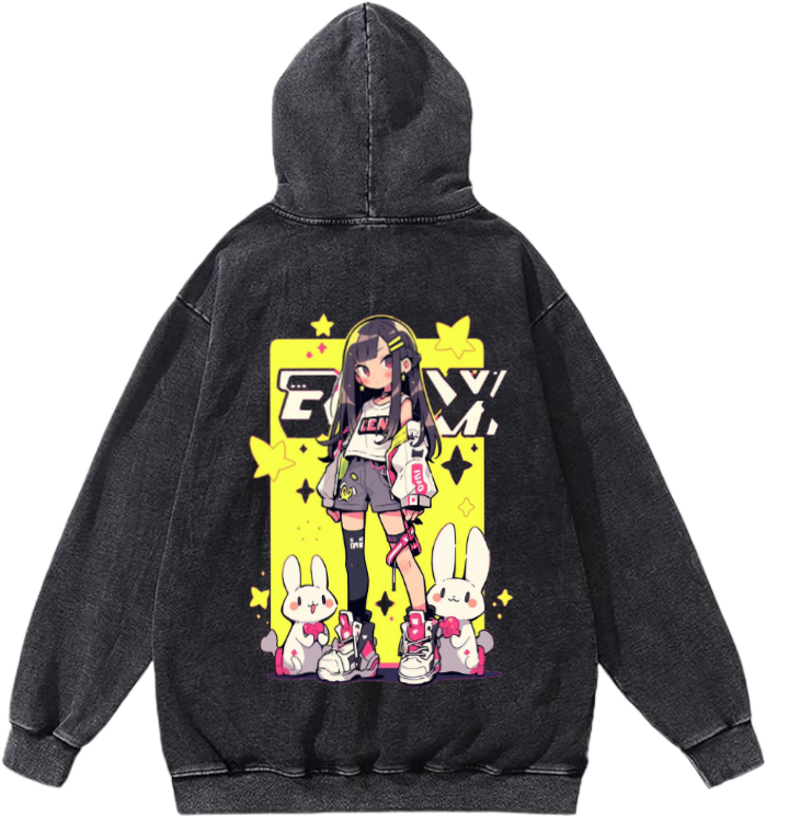 Original Character  Over Size hoodie Washed Back 33