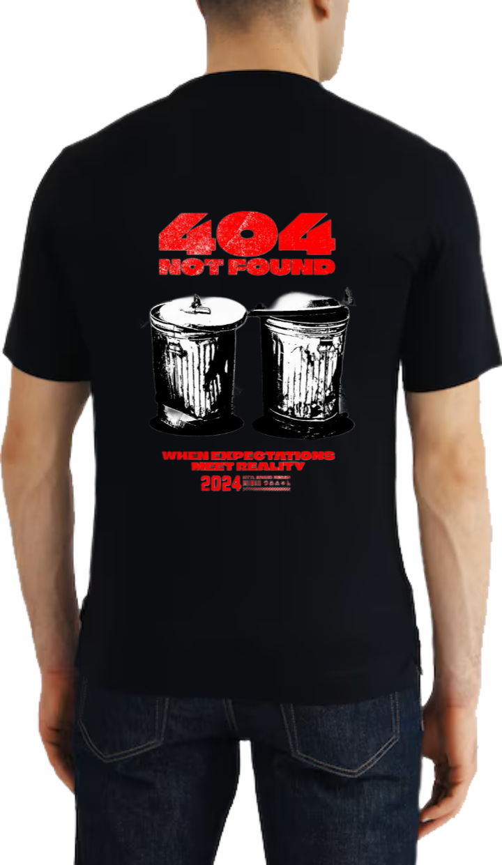 404 Not Found t- shirt Over Size Black Back 53