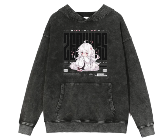 RANDOM ANIME GIRL Oversize  Hoodie Washed gray 13