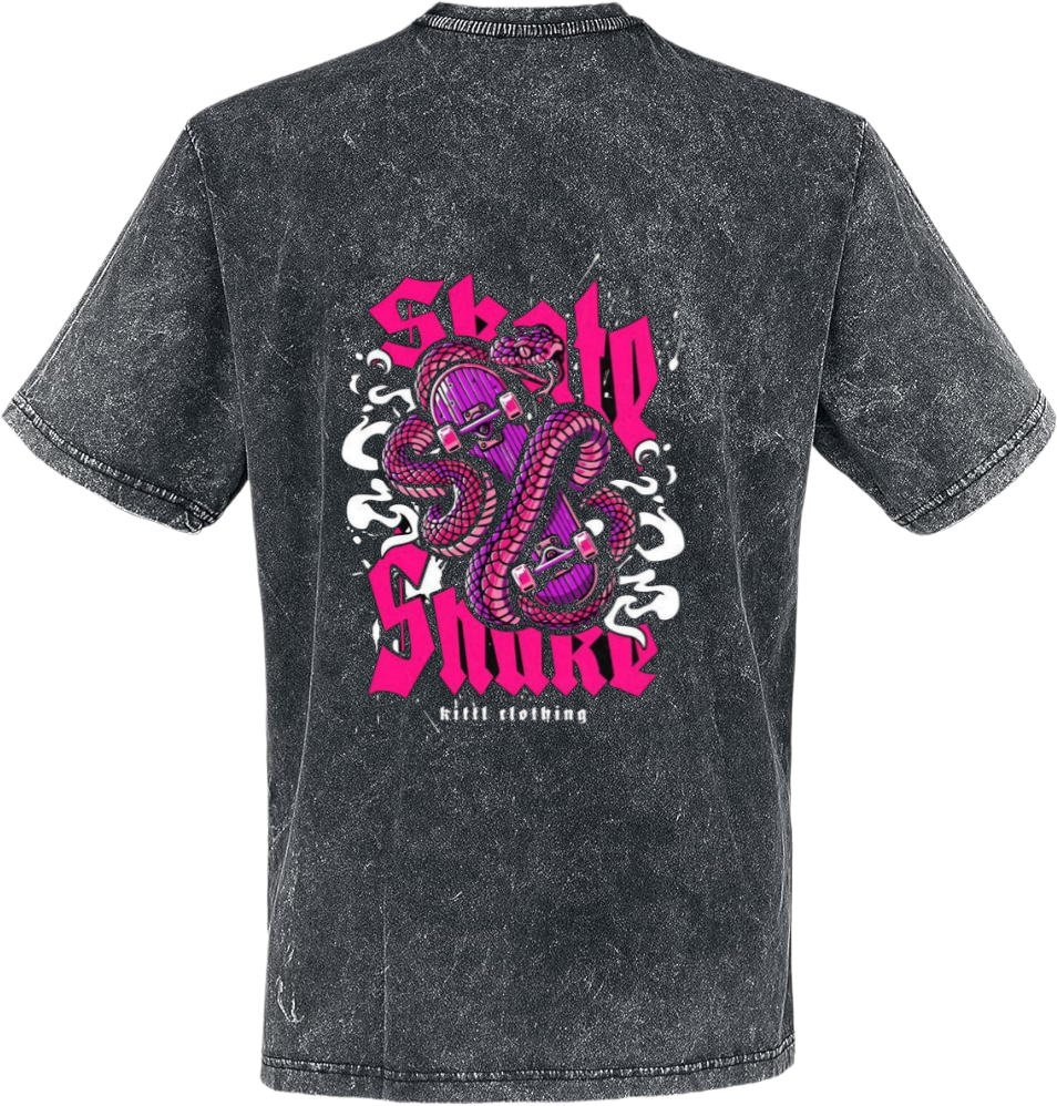 Skate Snake t- shirt Over Size Washed Back 33