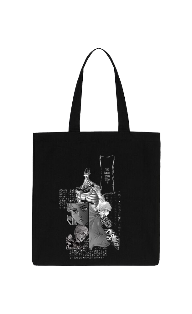 Anime Attack on titan shingeki no kyojin Aot Black tote bag 14