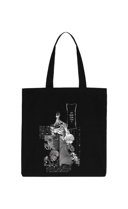 Anime Attack on titan shingeki no kyojin Aot Black tote bag 14