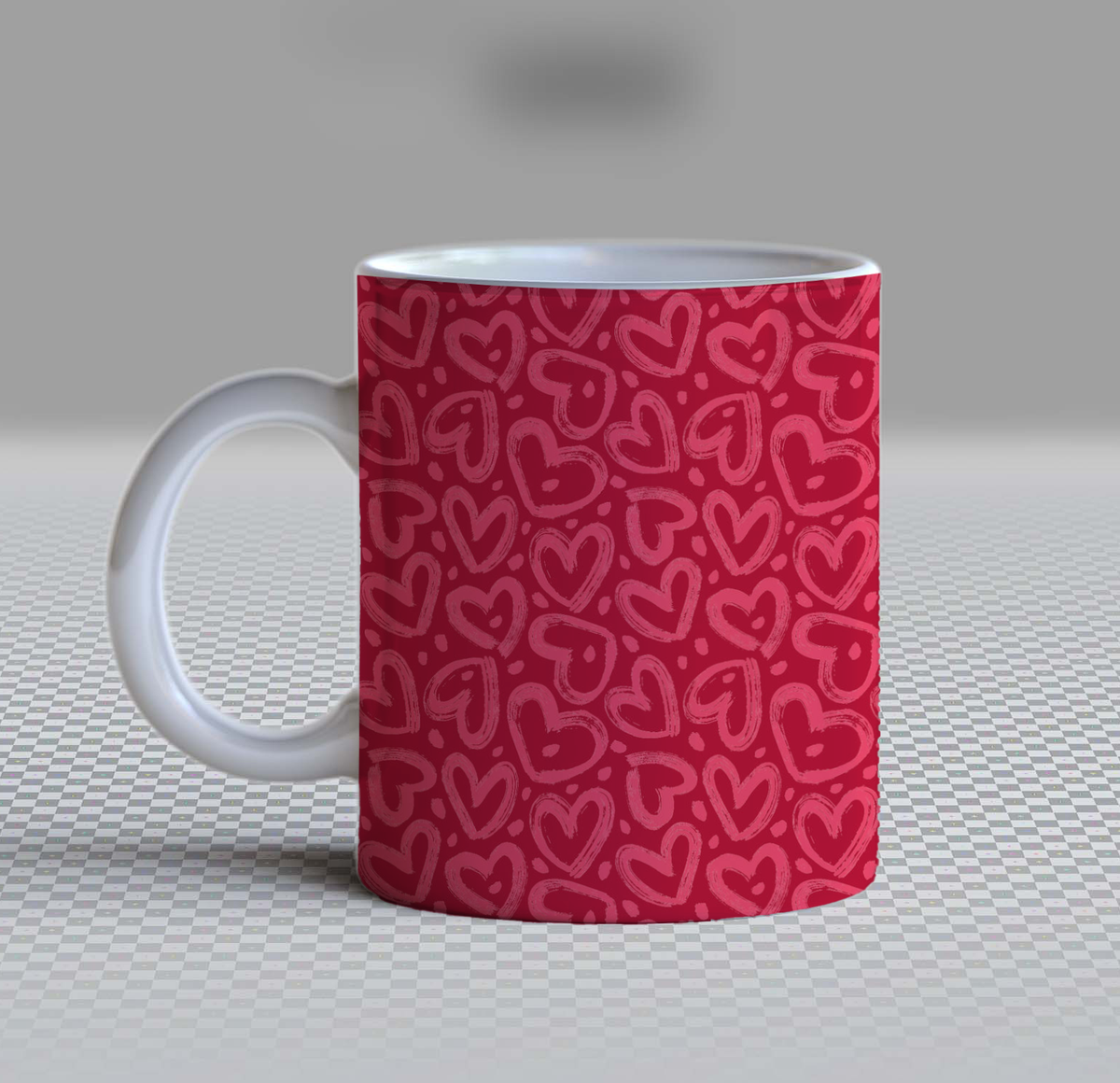 Cute Red and Pink Sketch Hearts Ceramic Coffee Mug – 11oz Aesthetic Valentine Tea Cup, Minimalist Hand-Drawn Heart Lines Pattern Mug for Coffee Lovers, Lovely Birthday & Anniversary Gift for Wife, Girlfriend & Women