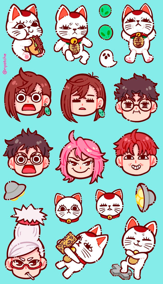 Dandadan Anime Sticker Sheet - Cute Chibi Momo & Okaron Vinyl Stickers for Water Bottles, Laptops, and Journals