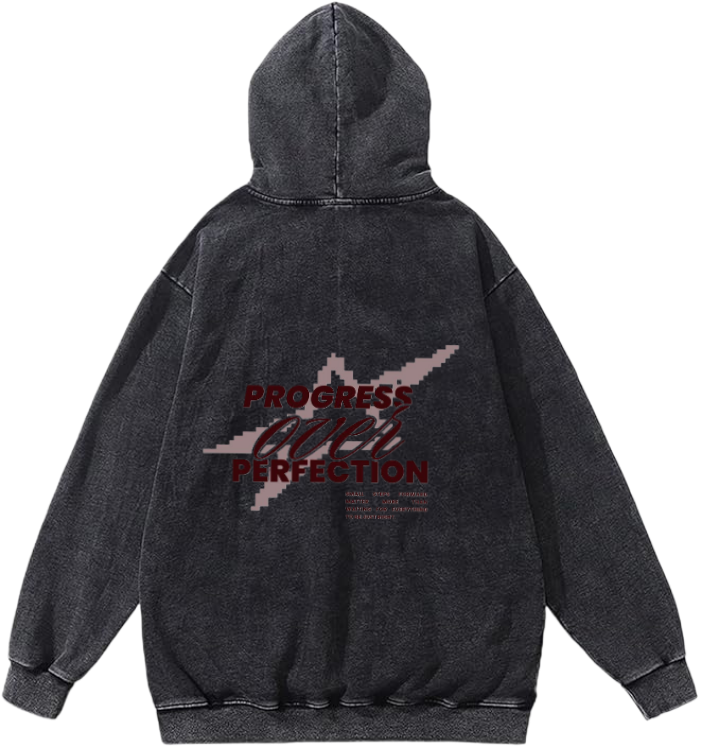 PROGRESS PERFECTION JA Over Size hoodie Washed Back 73