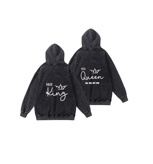 VaIentine coupIe Oversize Hoodie Washed gray Cables Back 14