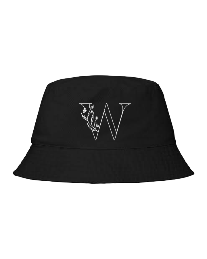 vector letter Bucket hat Fishman hat cap Black W 14