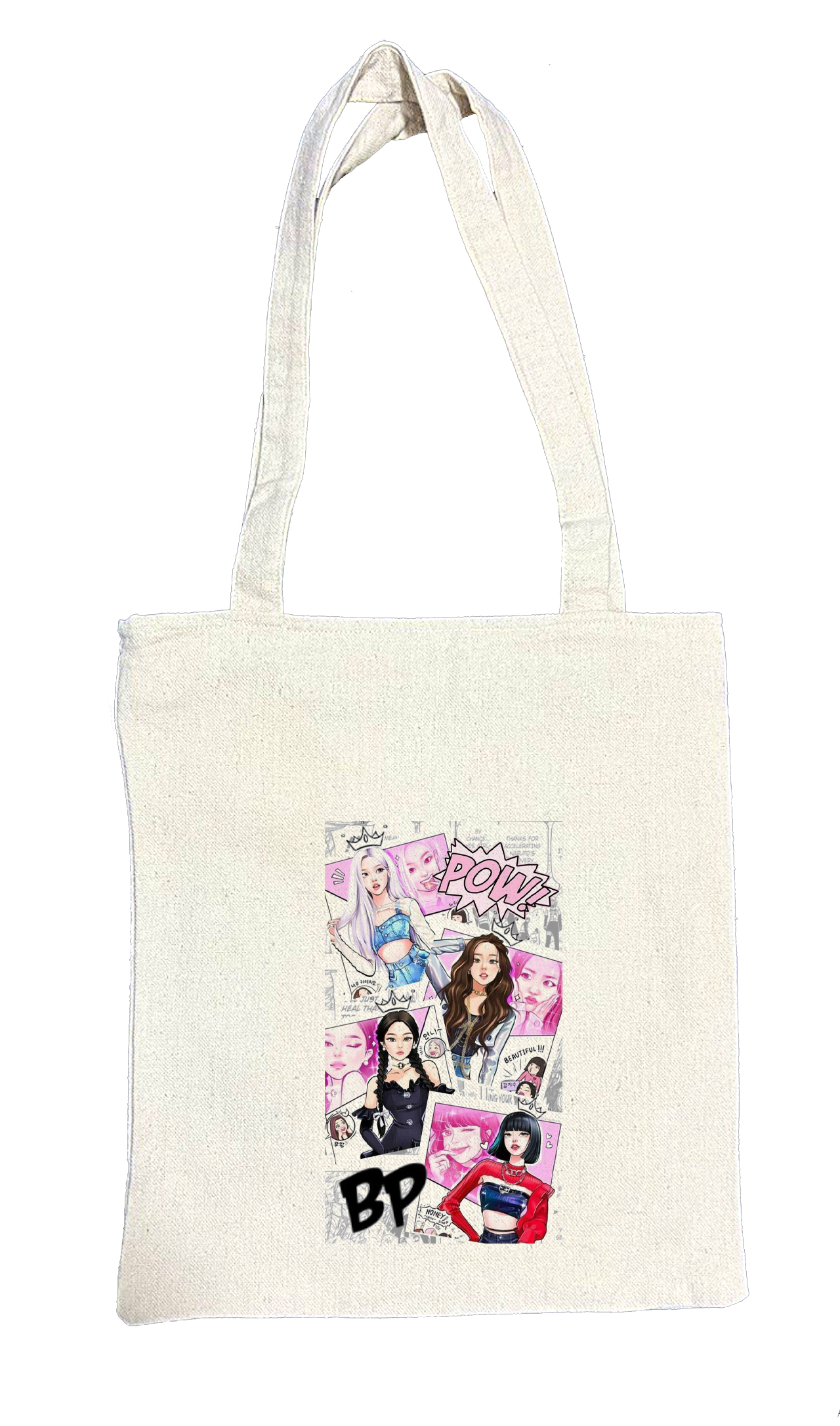 Black pink tote bag beige 13