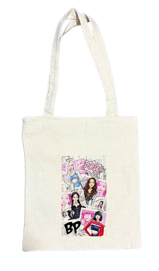 Black pink tote bag beige 13
