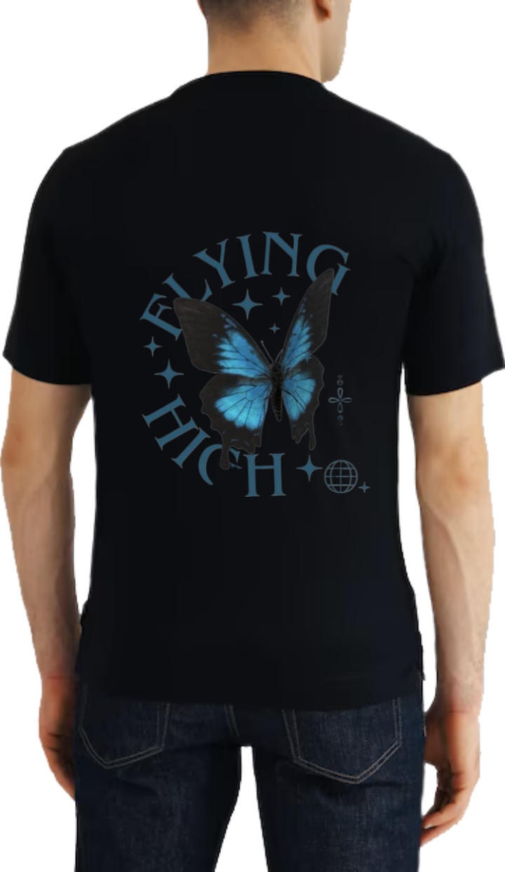 FLYING HICCH++ t- shirt Over Size Black Back 54