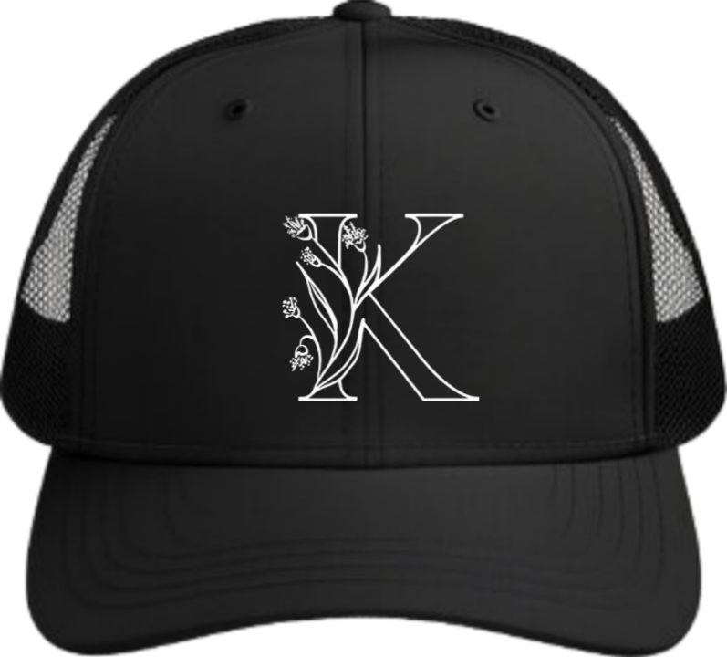 vector letter Baseball cap Black K 14