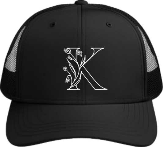 vector letter Baseball cap Black K 14