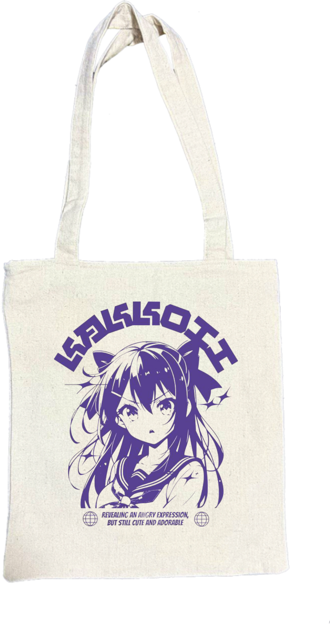 Revealing an angry expression, but still cute and adorable tote bag beige 93