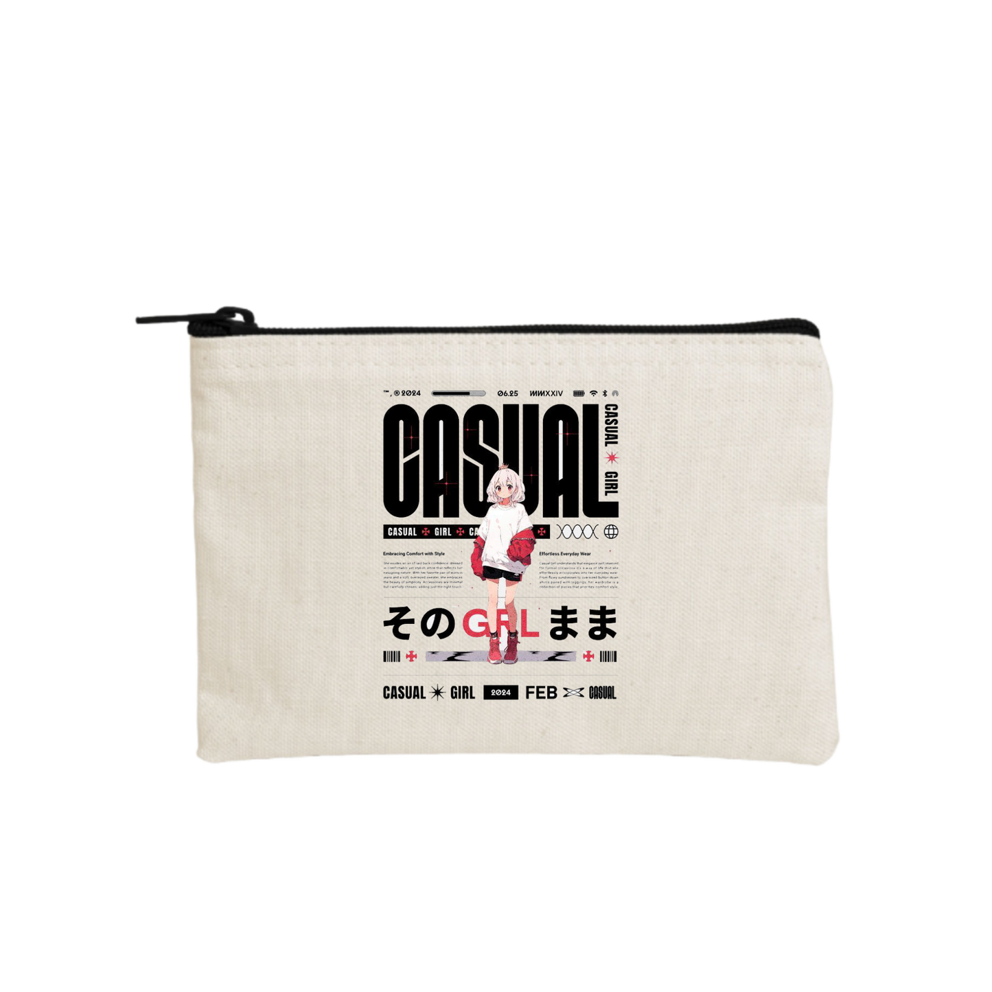 RANDOM ANIME GIRL wallet pencil case Beige 21